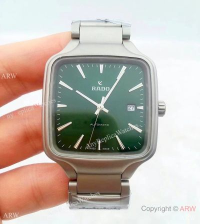 New Replica Rado True Square Stainless Steel Green Dial Quartz Watches